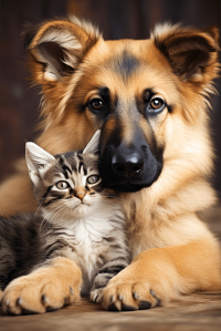 German Shepherd and Kitten